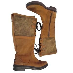 Ugg Elsa Boot SZ 6 Brown Lace Up Fur Lining Tall Waterproof Nubuck Leather
